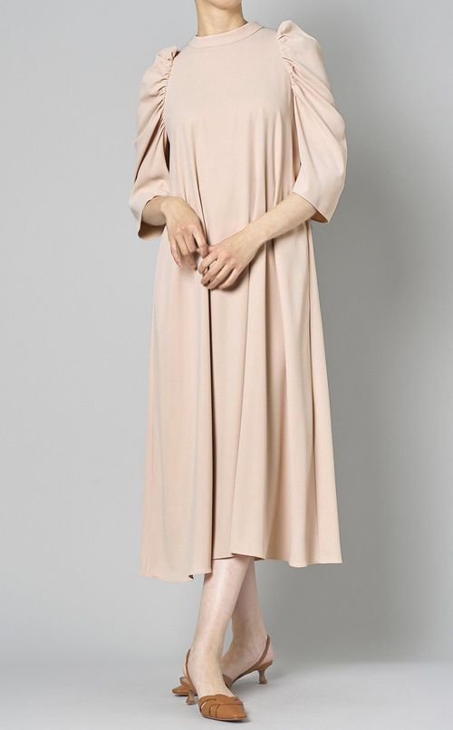 2way異素材ギャザースリーブドレス