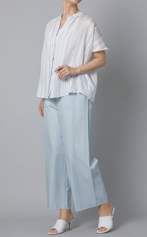 ドレーピーストライプブラウス