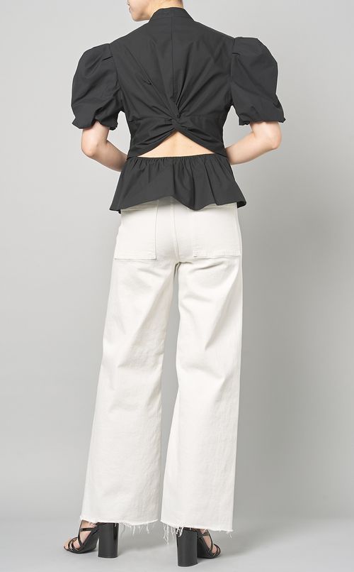 コットンドレープパフスリーブブラウス