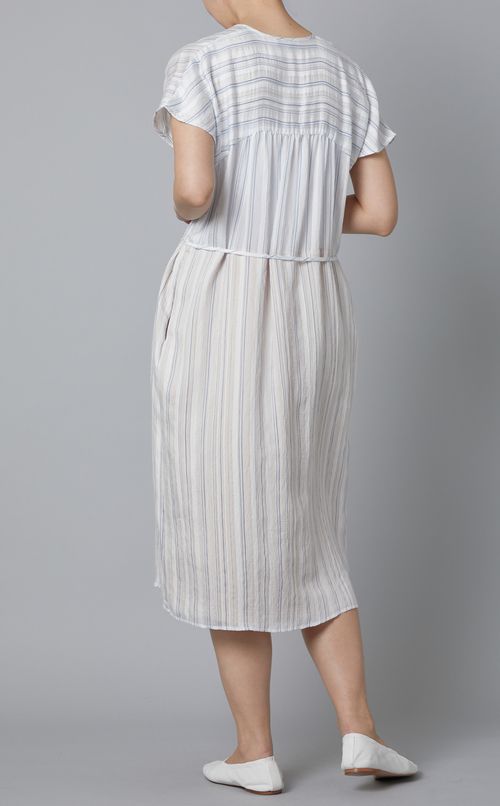 ドレーピーストライプミディワンピース
