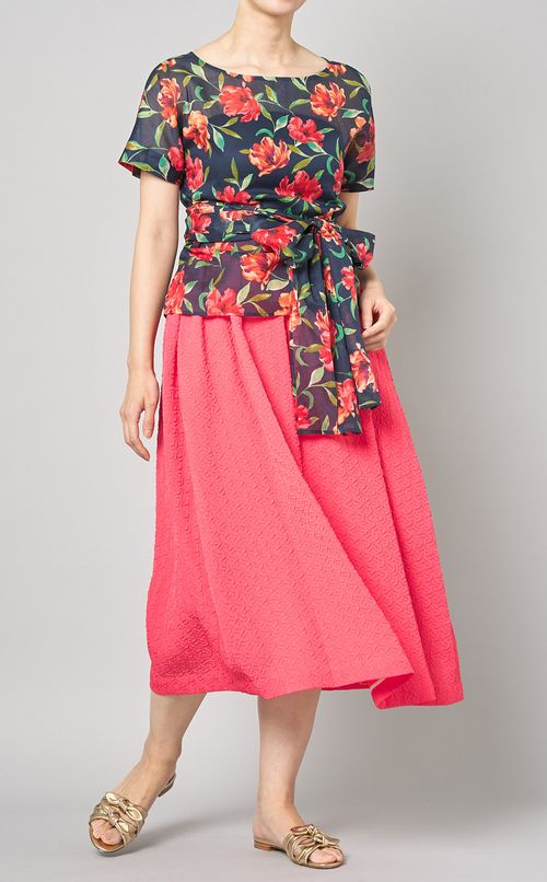 フラワープリントオープンカラーシャツ