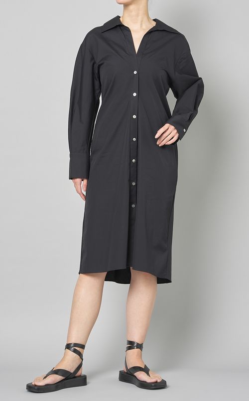 コットンロングスリーブシャツワンピース