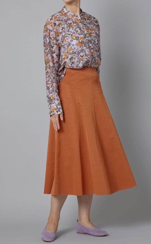 フラワープリントバンドカラーブラウス