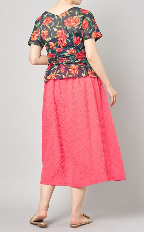 フラワープリントオープンカラーシャツ