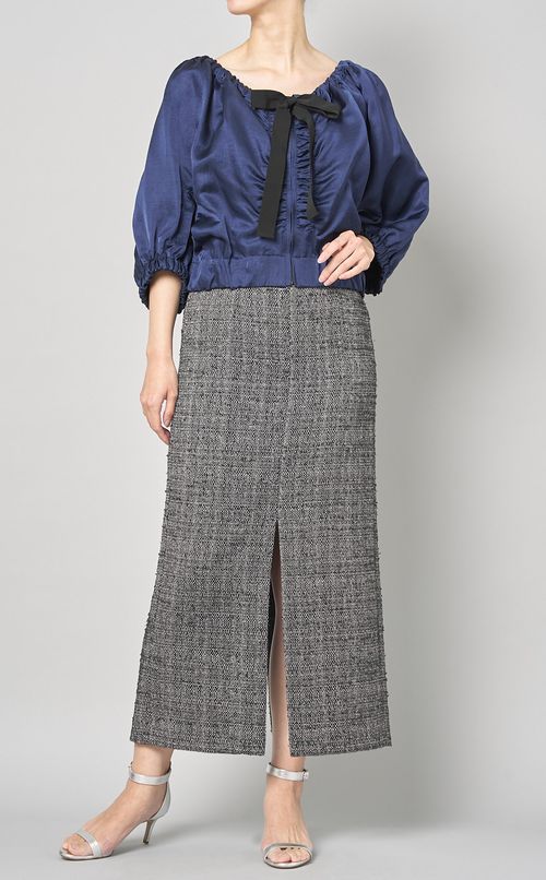 サテンギャザーブラウスブルゾン