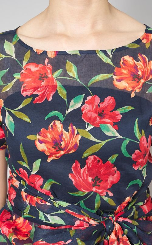 フラワープリントオープンカラーシャツ