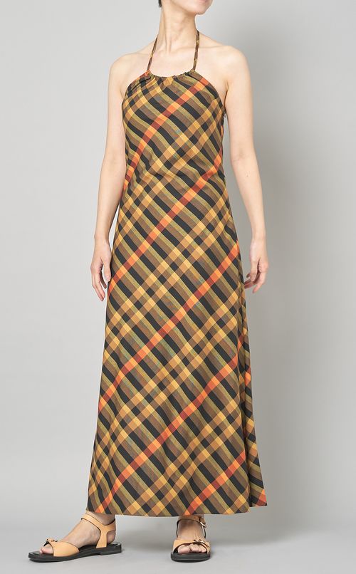 マドラスチェックホルターネックドレス