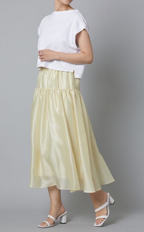 シャイニーギャザーフレアスカート