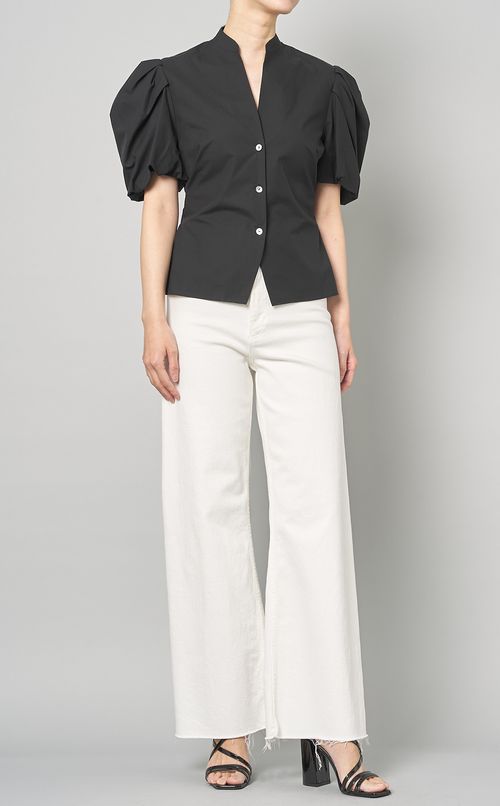 コットンドレープパフスリーブブラウス