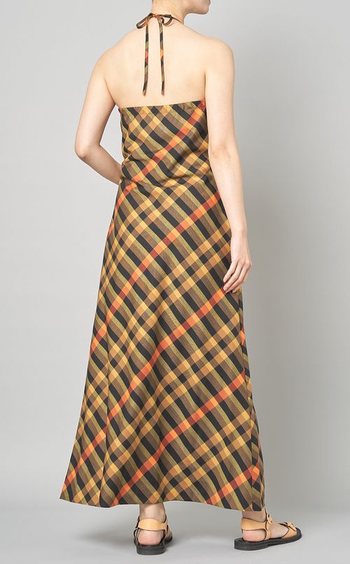 マドラスチェックホルターネックドレス