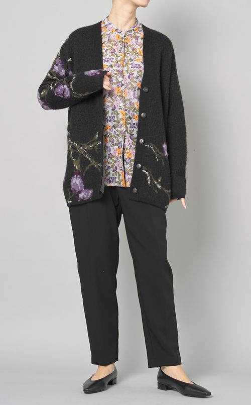 フラワージャガードニットカーディガン