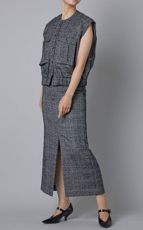 テープヤーンツイードショートジレ