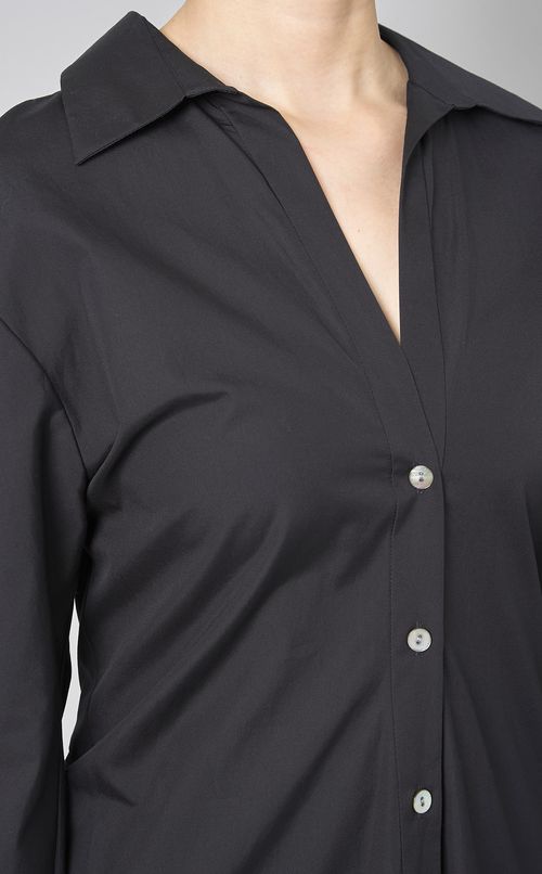 コットンロングスリーブシャツワンピース