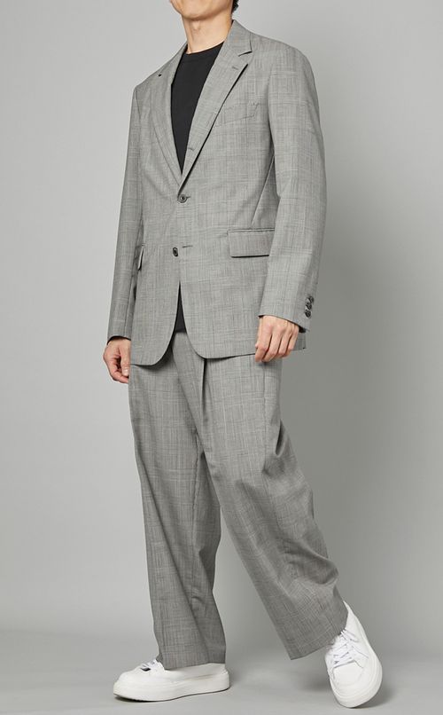 グレンチェックワンプリーツワイドパンツ