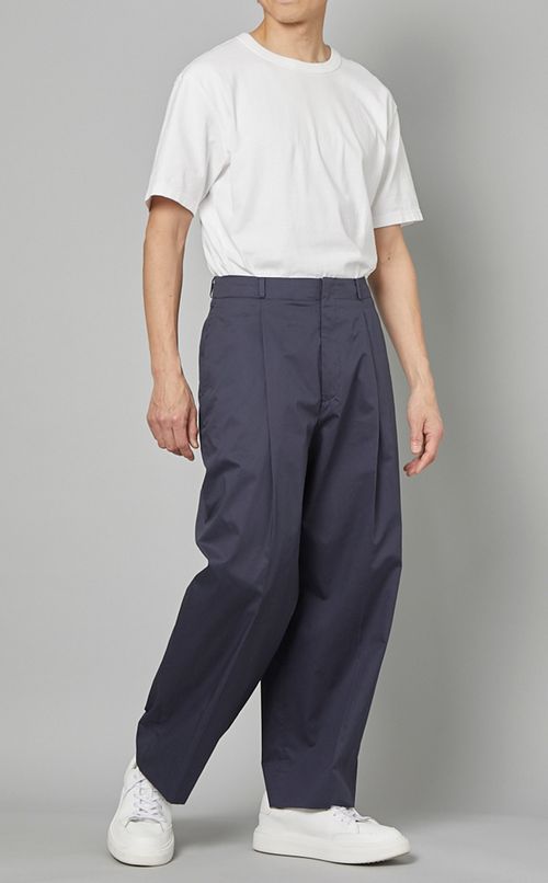 ツイルワンプリーツワイドパンツ