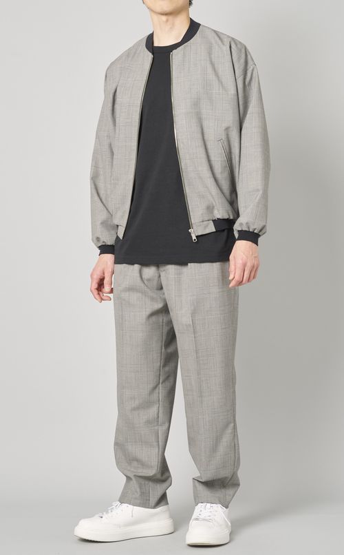 グレンチェックジップアップブルゾン