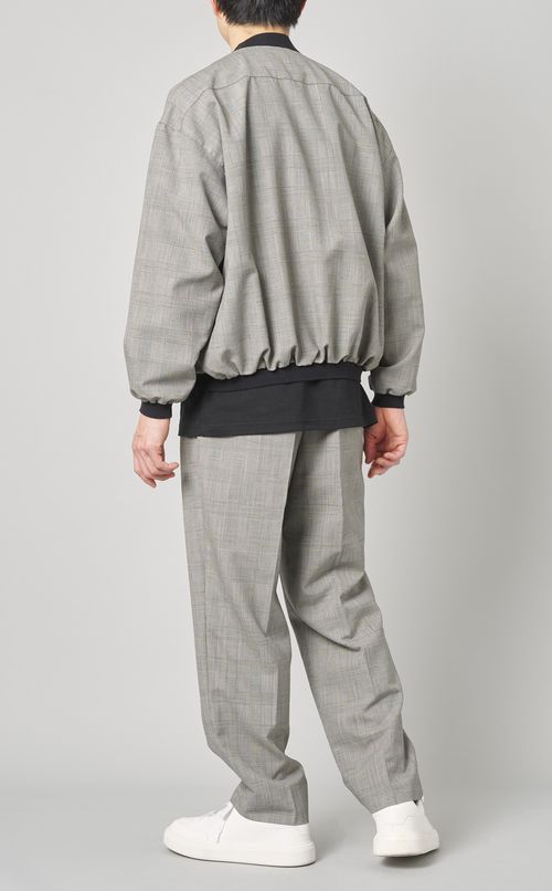 グレンチェックジップアップブルゾン