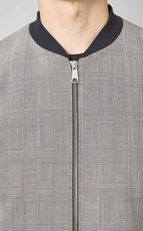 グレンチェックジップアップブルゾン