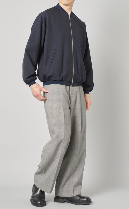 グレンチェックワンプリーツワイドパンツ