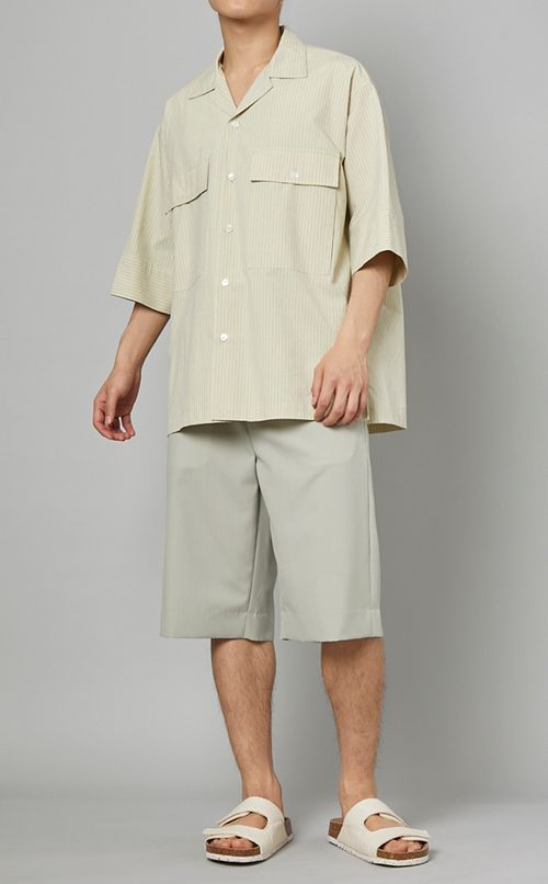 ポプリンストライプシャツ