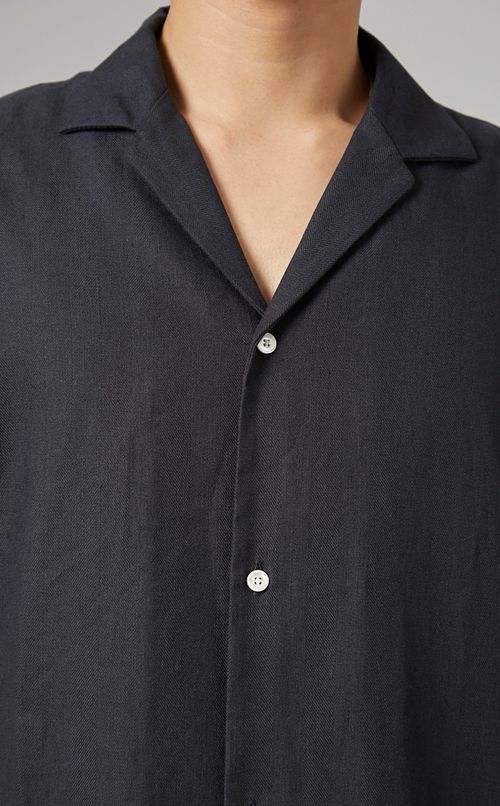 リネンコットンハーフスリーブシャツ