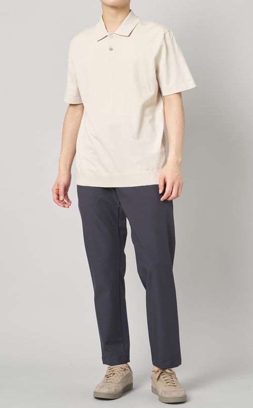 コットンポリエステルテーパードパンツ