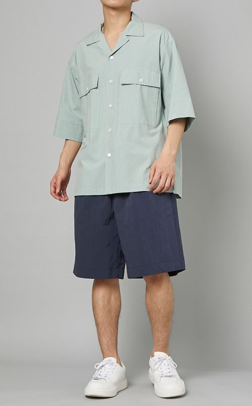 ポプリンストライプシャツ