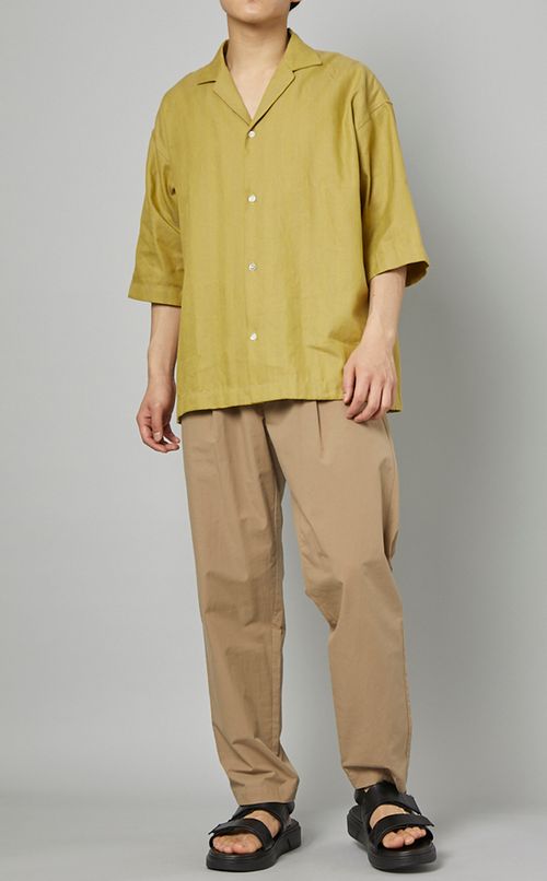 リネンコットンハーフスリーブシャツ