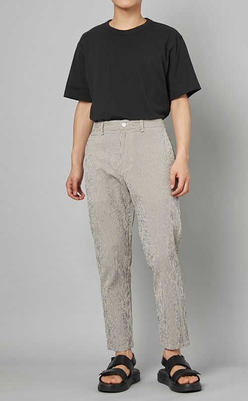 シアサッカークロップパンツ