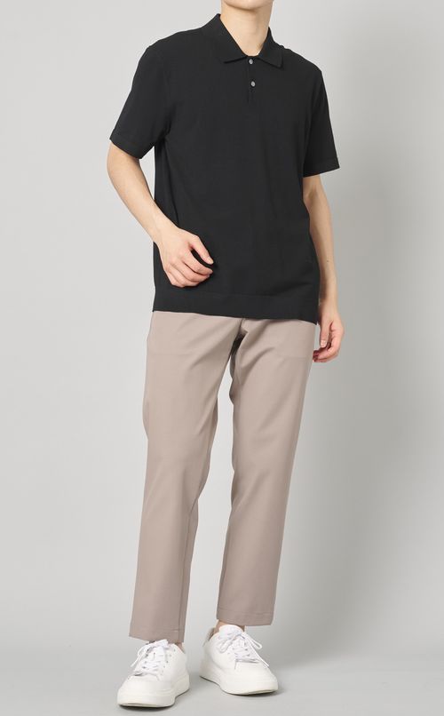 コットンポリエステルテーパードパンツ