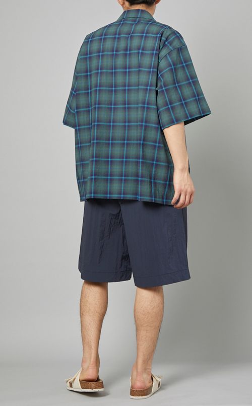 チェック柄オープンカラーシャツ