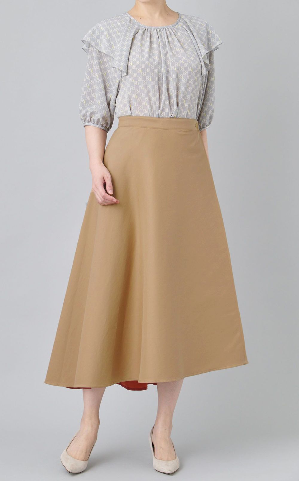 ポリコットンリバーフレアラップスカート