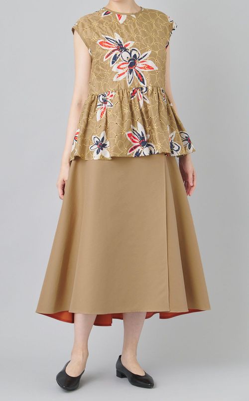 ポリコットンリバーフレアラップスカート