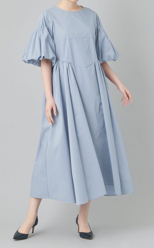 ギャザースリーブロングワンピース