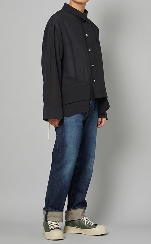 シアーコットンスタンドカラーシャツ