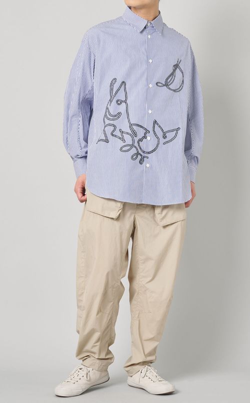 コットンストライプロングスリーブシャツ