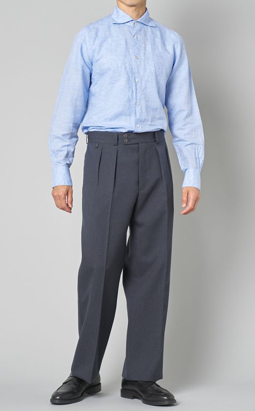 コットンリネンワイドカラーシャツ