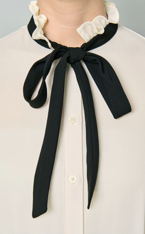 バイカラーボウタイブラウス