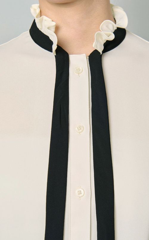 バイカラーボウタイブラウス