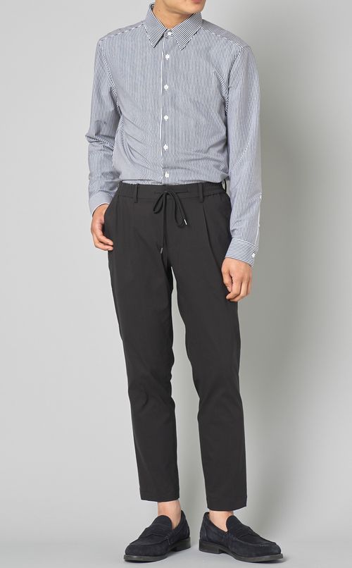 ストラクチャーニットストライプシャツ