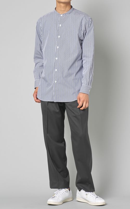 ストライプバンドカラーシャツ