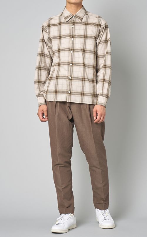 ポプリンチェックロングスリーブシャツ