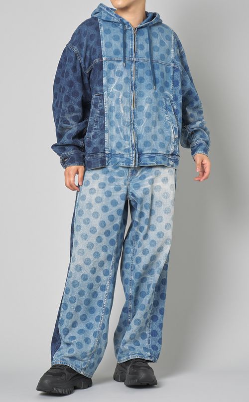 ドットデニムパンツ