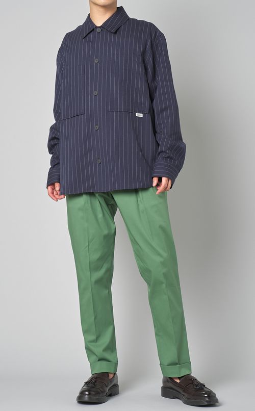 ウールストライプオーバーシャツ