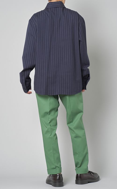 ウールストライプオーバーシャツ