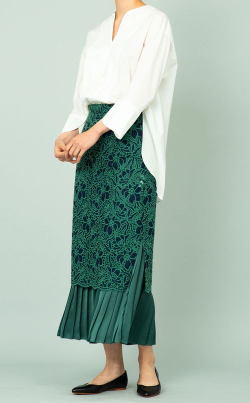 カットワークレイヤードスカート