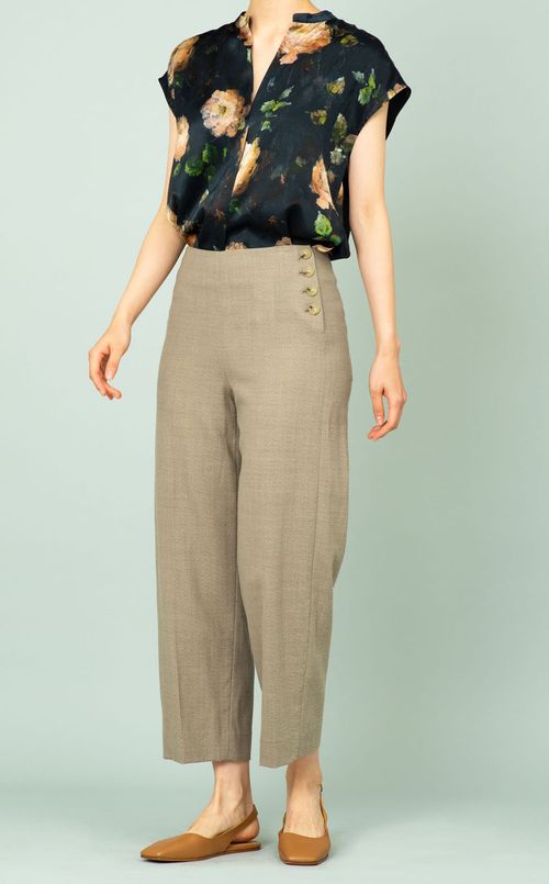 フラワープリントシルクブラウス