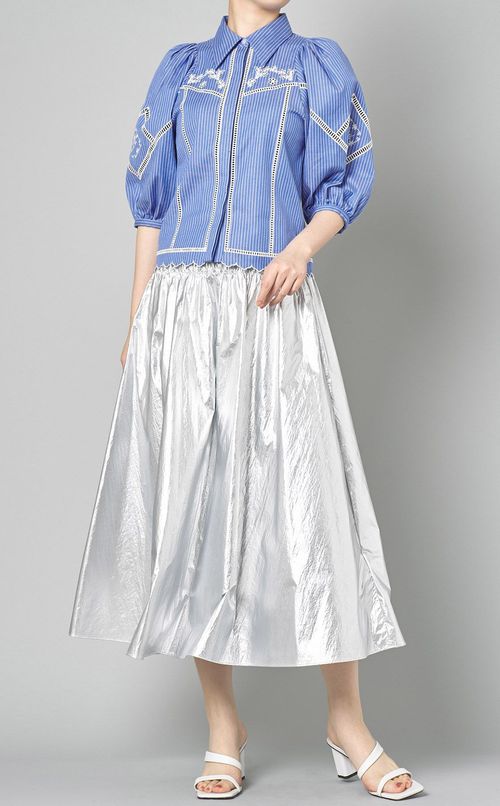 メタリックギャザースカート