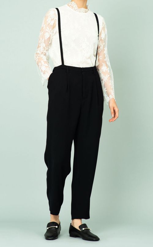 サスペンダー付テーパードパンツ