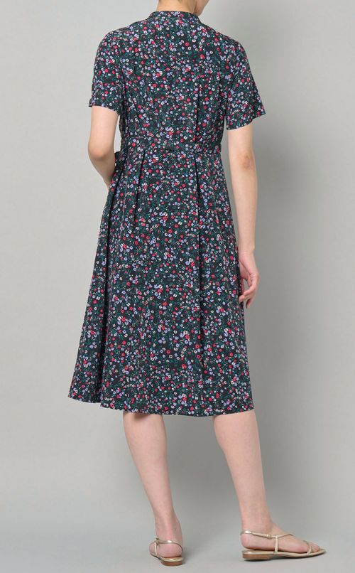 ベルト付フラワープリントワンピース